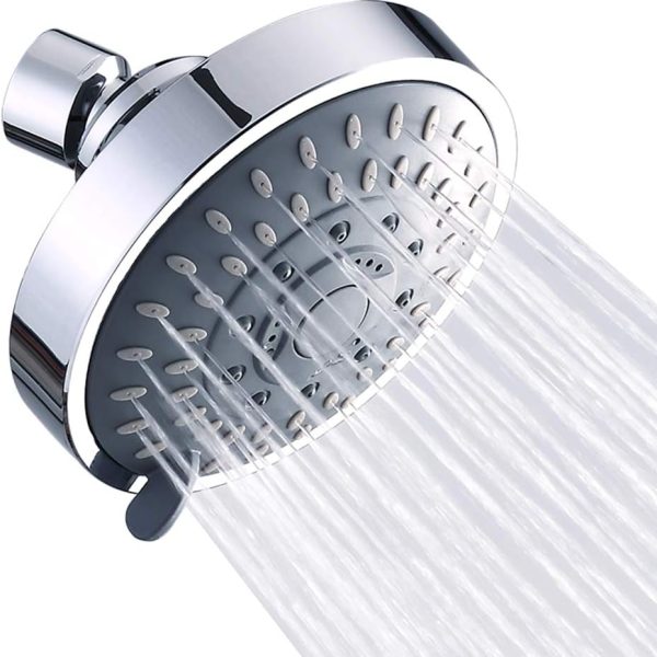 High-Pressure Fixed Rain Showerhead — 5 Spray Modes, Features Adjustable Metal Swivel Ball Joint, Delivers a Comfortable Shower Experience Even in Low-Flow or Low-Pressure Environments