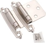 Cabinet Hinges Brushed Nickel for Kitchen Cabinets Doors (10 Pair -20 Pcs) -1/2" Overlay (Variable) -Self Closing Kitchen Cabinet Hinges Flush Mount w/Silicon Bumpers & Hardware Screws
