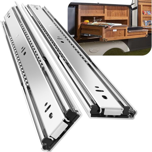 1 Pair Heavy Duty Drawer Slides 12 14 16 18 20 22 24 26 28 30 32 34 36 38 40 Inch 150 lb Load Capacity Side Mount Full Extension Ball Bearing Rail Runner（Without Lock,12 inch）