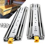 Heavy Duty Drawer Slides Full Extension Locking Runners with Lock 16-40 Inch Side Mount Silver Steel Ball Bearing Rails 500 Lb