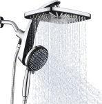 High-Pressure Rain Showerhead — Upgraded Shower Combo Set, Includes Fixed Overhead Head and 10-Spray-Mode Handheld Shower, Detachable Handheld Unit with Built-in Magnetic Docking and Power Jet Function